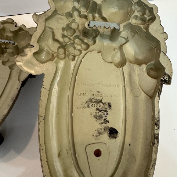 Vintage Homco Gray Weathered Wood Fruit Sconce Candle Holders - Pair (1975) - Picture 6 of 9